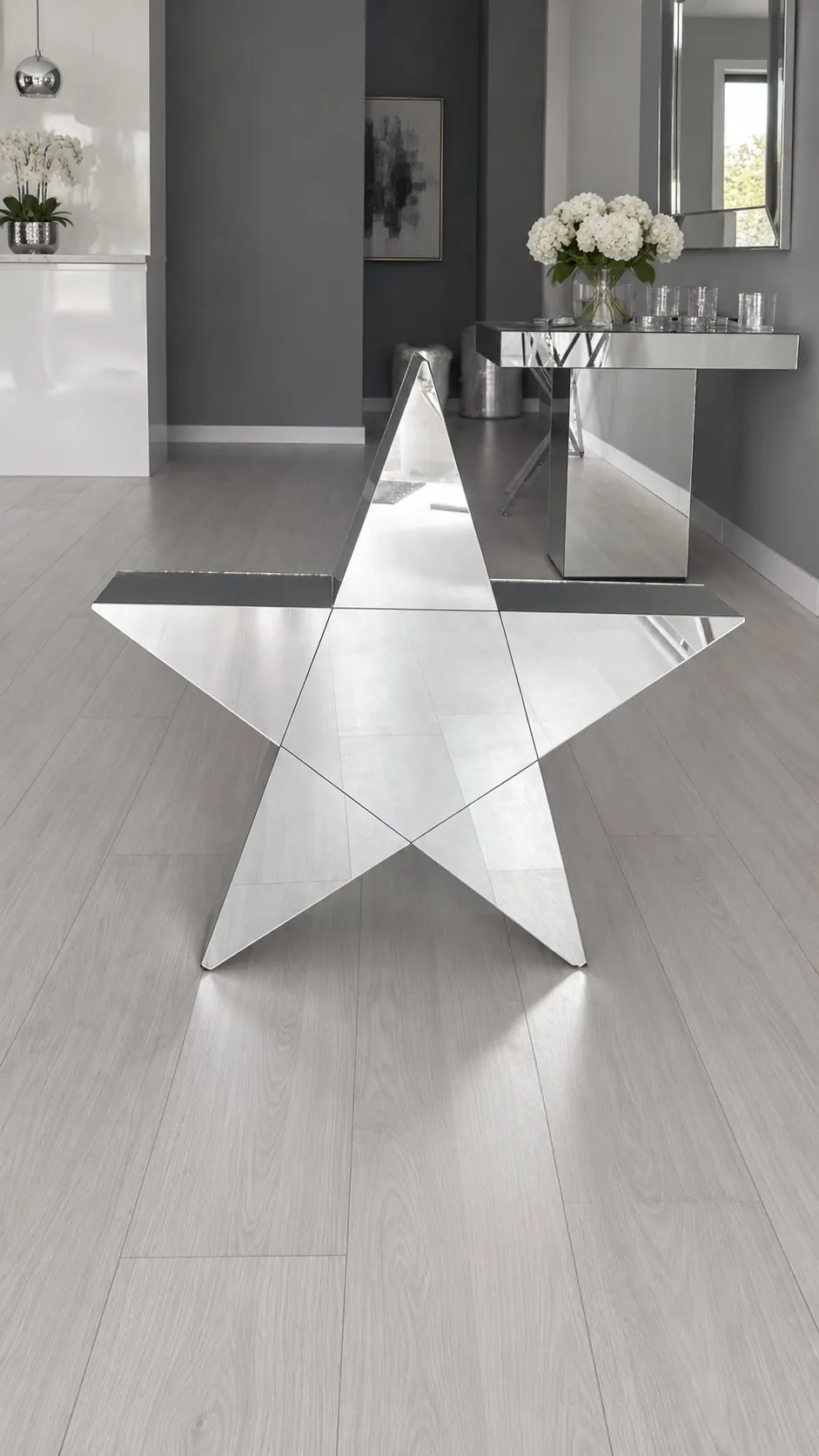 Mesa espelhada de centro estrela