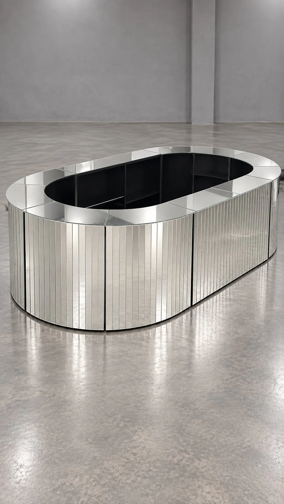 Bar espelhado ilha oval com 6 módulos