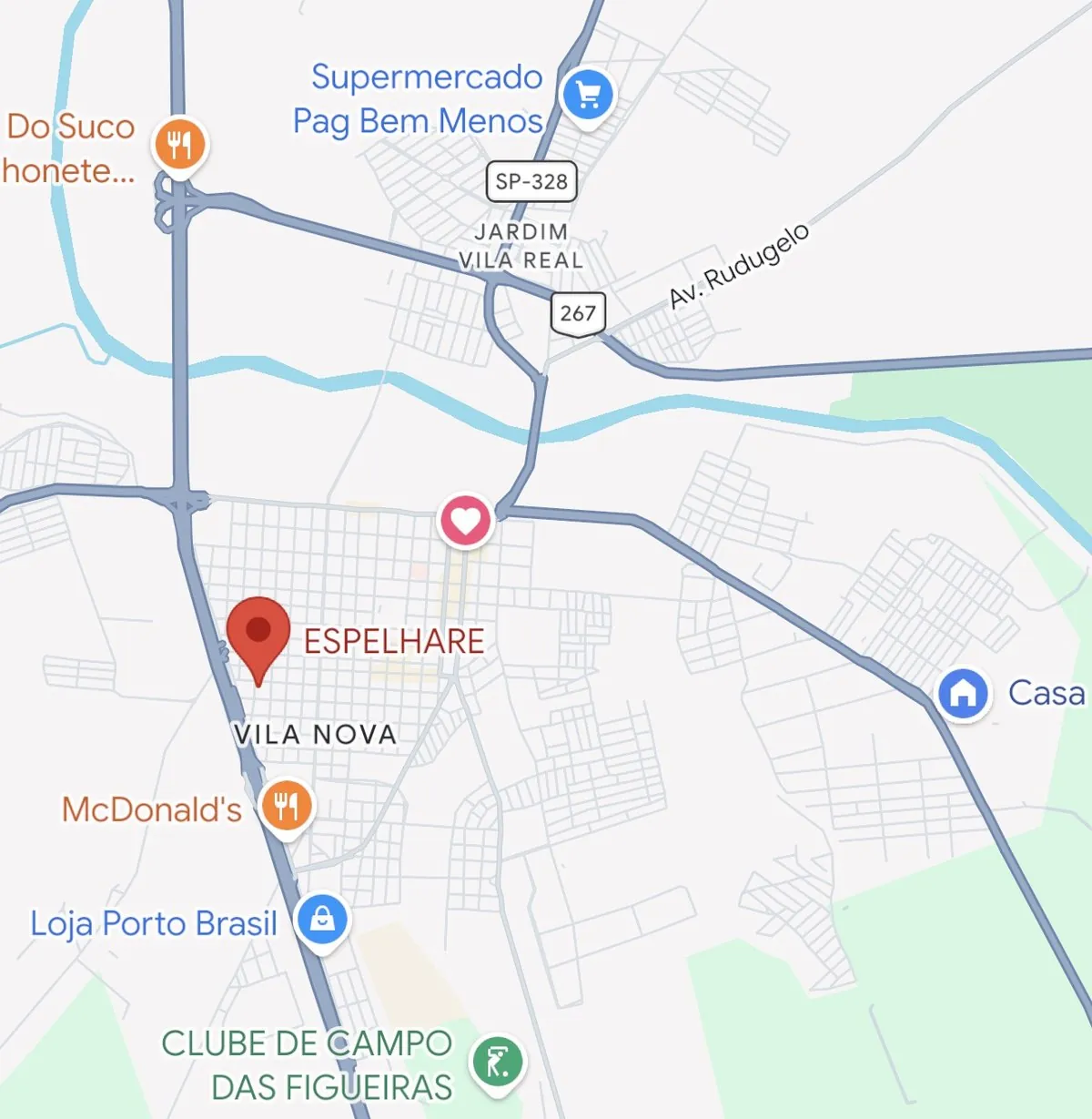 Mapa da localização da Espelhare em Porto Ferreira/SP