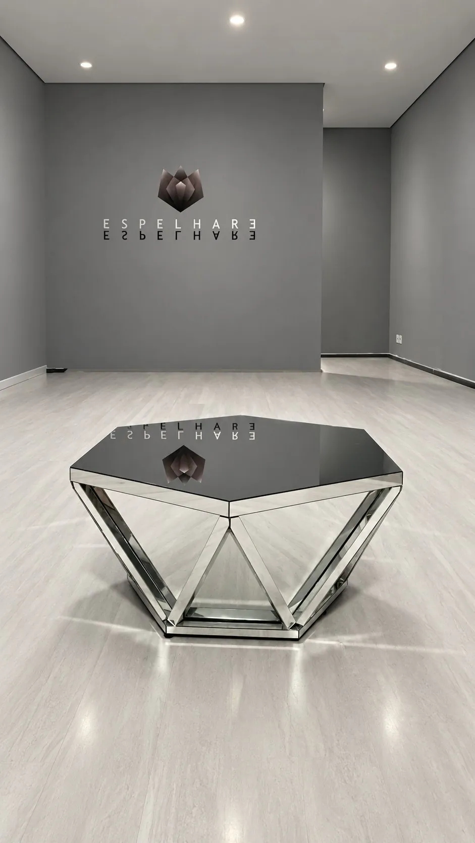 Mesa espelhada de centro diamante