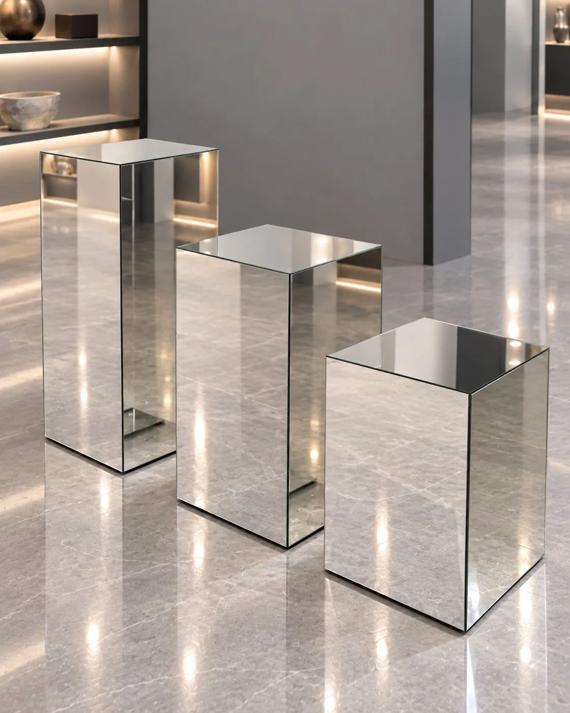 Trio de cubos espelhados